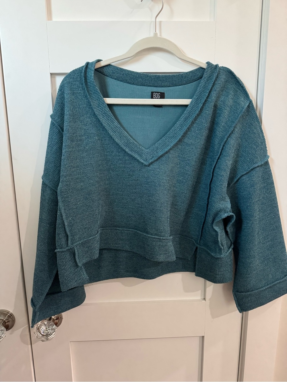 BDG Urban Outfitters Teal V-Neck Cropped Sweater size S